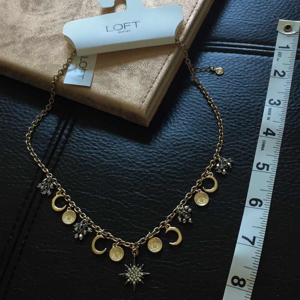 Goldtone moon stars sun cz necklace - Picture 3 of 3